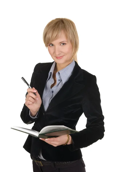 Business woman with a notepad — Stock Photo, Image