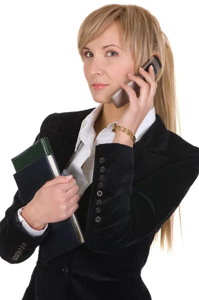 Zakenvrouw bellen via de telefoon — Stockfoto