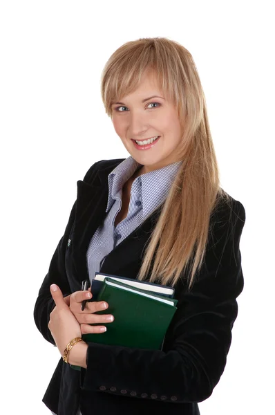 Mujer de negocios con un bloc de notas. — Foto de Stock