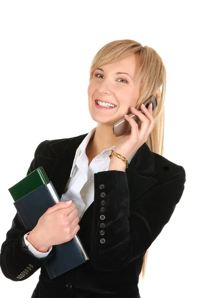 Affärskvinna som ringer genom telefon. — Stockfoto