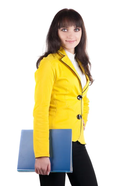 Mujer joven en traje amarillo — Foto de Stock