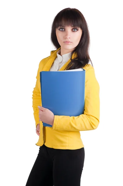 Vrouw in gele pak — Stockfoto