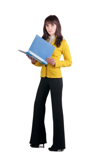 Ung kvinna i gul färg — Stockfoto