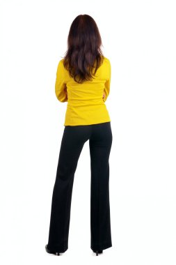 Young woman in yellow suit clipart