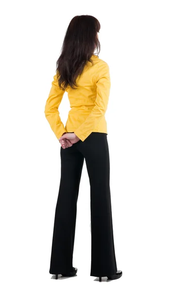 Fiatal nő, sárga színű — Stock Fotó