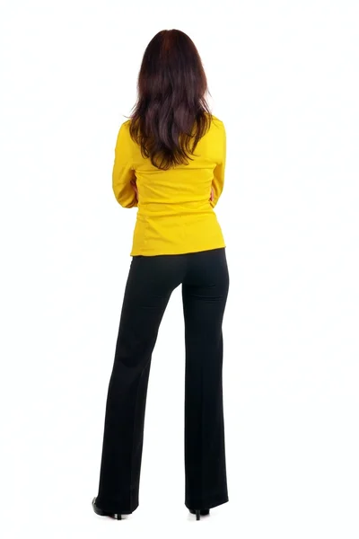 Młoda kobieta w żółtym kolorze — Zdjęcie stockowe