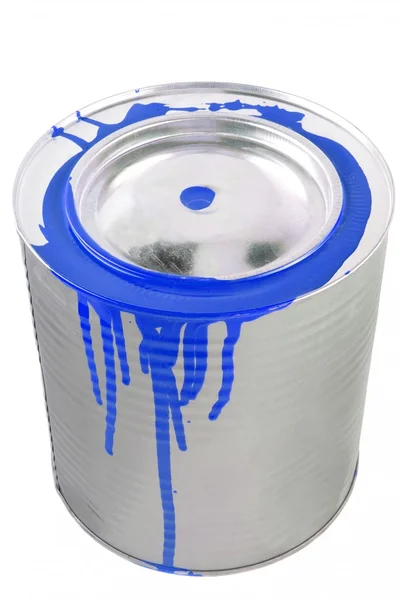 Tin of a blue paint. — Stock Photo, Image