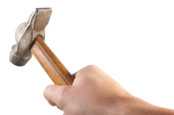 stock image Hand holding old hammer