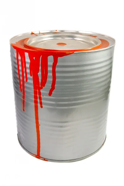 Tin of a red paint. — Stock Photo, Image