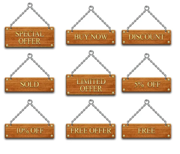 Set de etiquetas de madera 2 — Foto de Stock