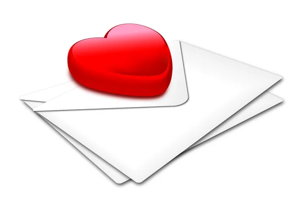 Heart_white envelop — Stock Photo, Image