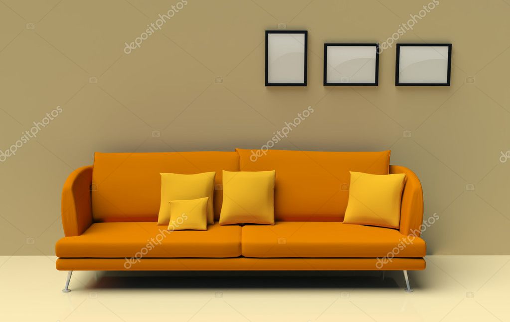 Sofá naranja en el interior fotografía de stock © ArtRudy 1441041