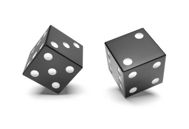 Two black dice on a rib clipart