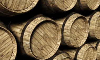 Wine barrels in a cellar clipart