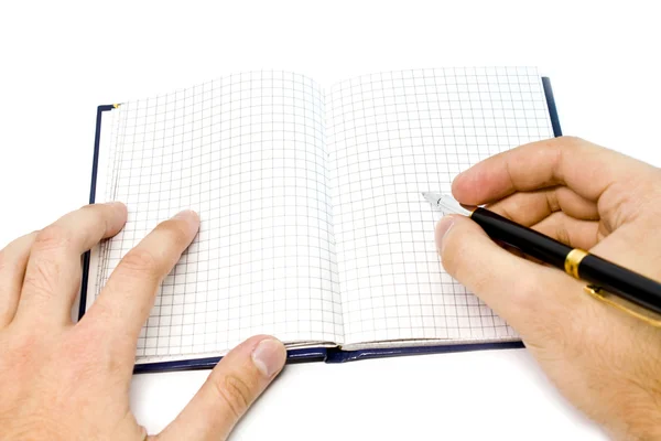 Hand writing on a notebook — Stock Photo, Image