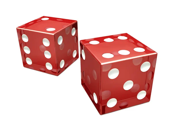 Two red glassed dice — Stock Photo, Image