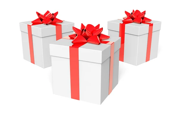 Drie witte geschenken — Stockfoto