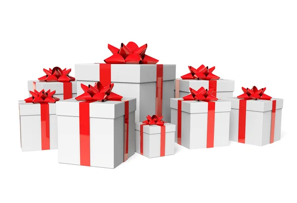 Groep witte geschenken — Stockfoto