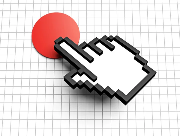 Pixelzeiger und roter Knopf — Stockfoto