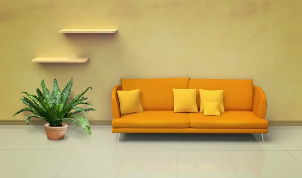 Orange sofa in the room — Stock Photo, Image