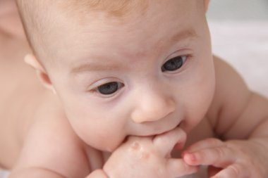 Closeup portrait of cute baby clipart
