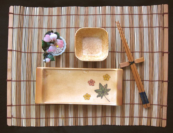 寿司の竹マット セット — ストック写真