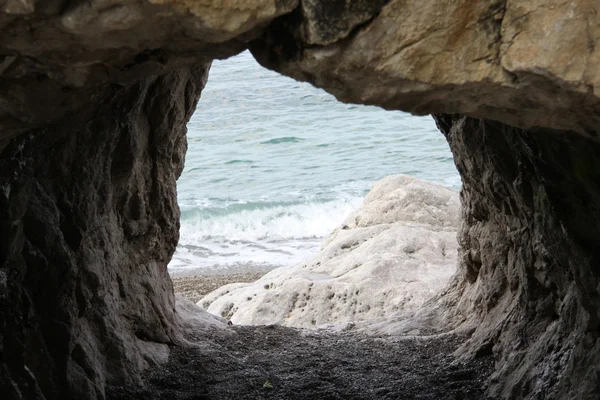 stock image Sea from cave