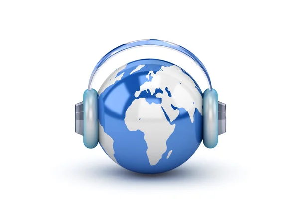 stock image Earth with headphones.