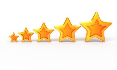 Five gold stars for ranking clipart