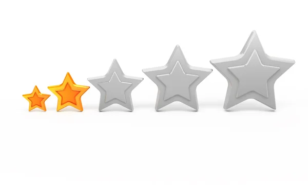 Two gold stars for ranking — Stock Photo, Image