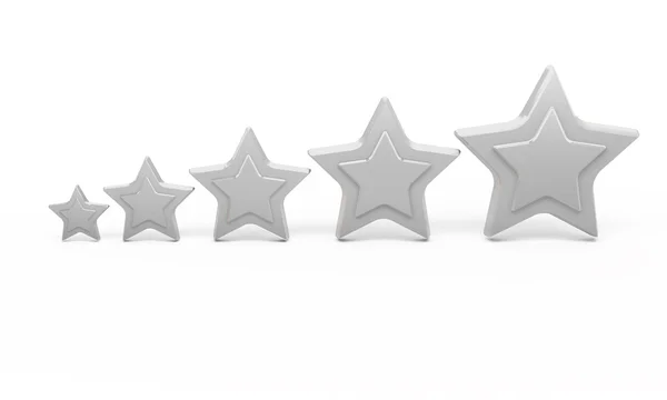 Five silver stars for ranking — Stock Photo, Image