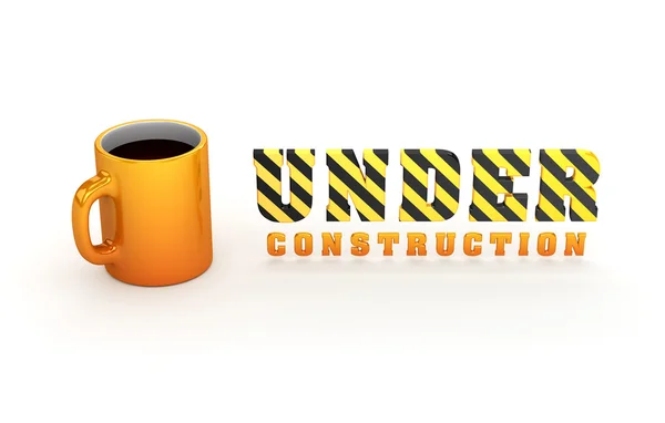 Tema en construcción con una taza de café — Foto de Stock