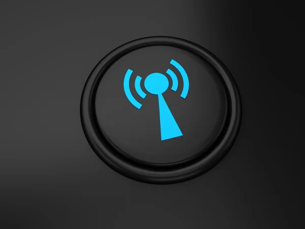 Wi-fi button on black surface — Stock Photo, Image