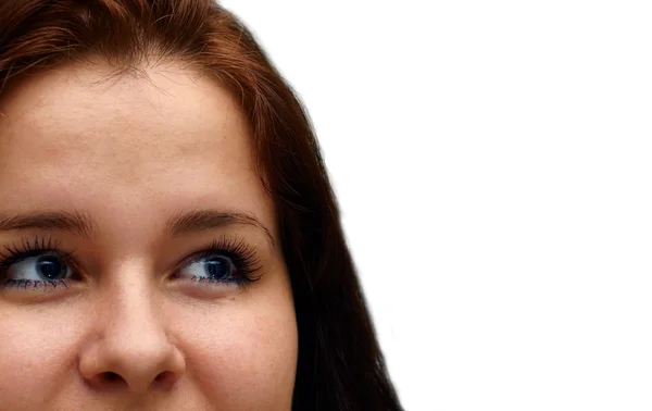 Close up of womans face looking up — Stock Photo, Image