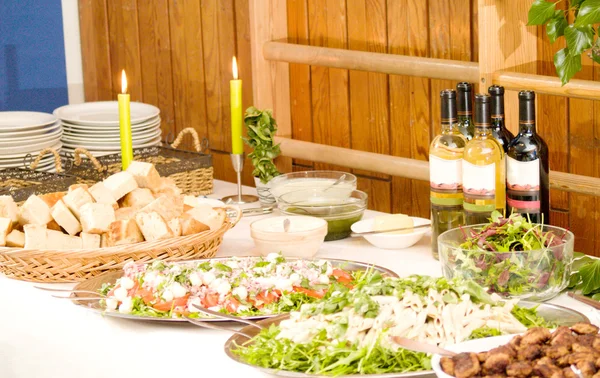 stock image Buffet of healthy food on table