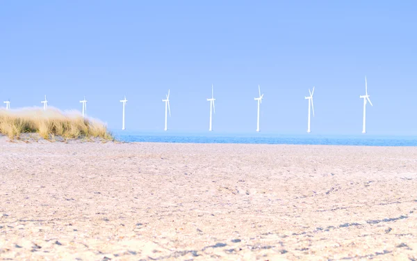 Clean modern beach with wind generators — Stock Photo, Image
