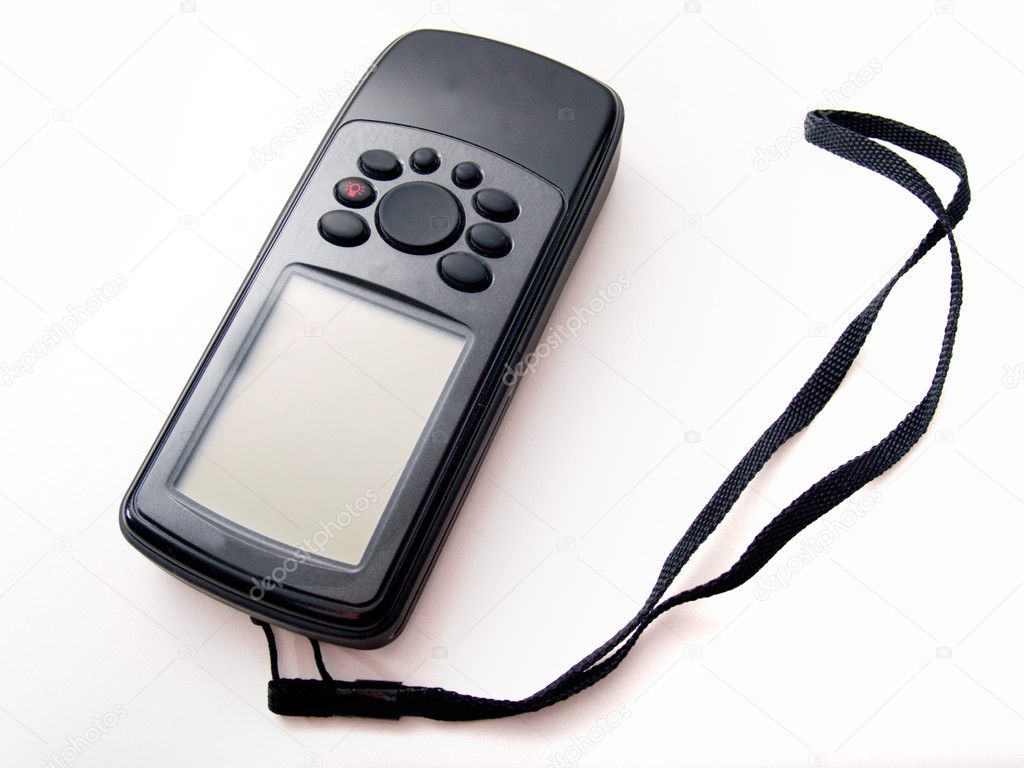 Black handheld gps isolated on white