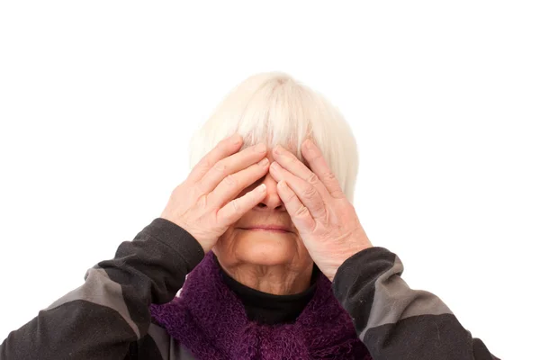 Aap zien geen kwaad - bejaarde vrouw — Stockfoto