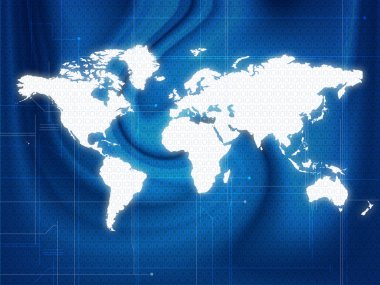 World map techno clipart