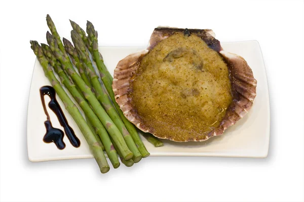 Asparagus and seafood — Stock Photo, Image