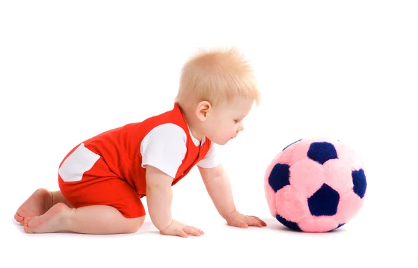 Baby boy playing football — Stock Photo, Image