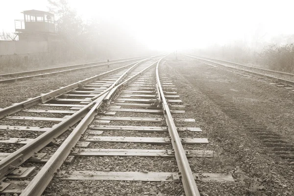 Estrada ferroviária. Ponto de fuga . — Fotografia de Stock
