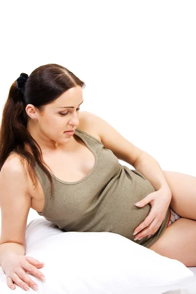 Счастливые беременные девушки — стоковое фото