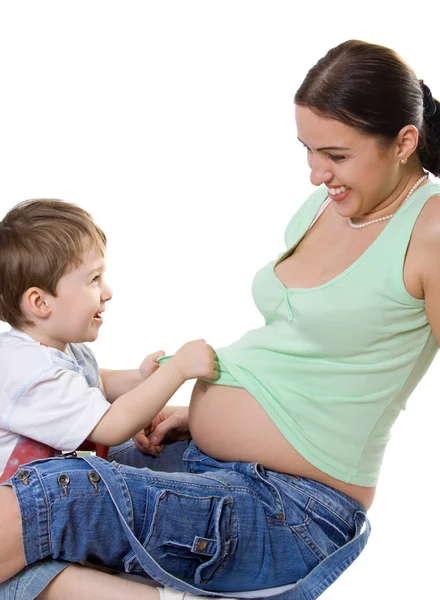 Kobiety w ciąży i mały chłopiec — Zdjęcie stockowe