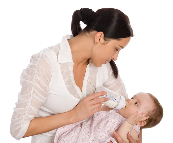 Mor utfodring baby dotter — Stockfoto