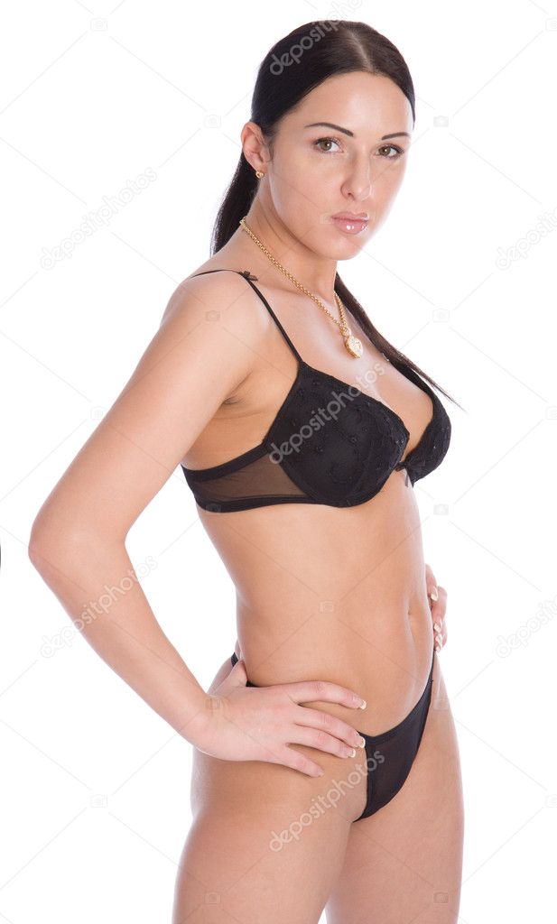 Attractive girl with black underwear