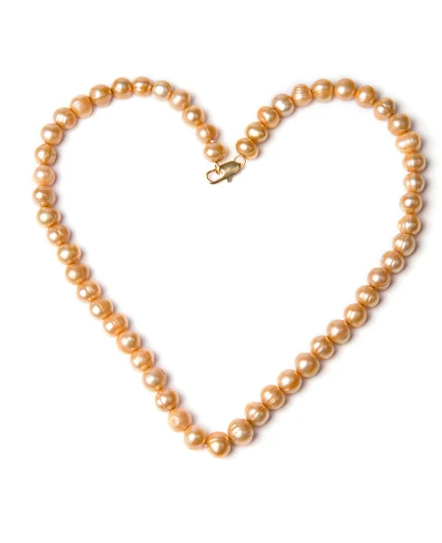 Pearl necklace heart shape. — Stock Photo, Image