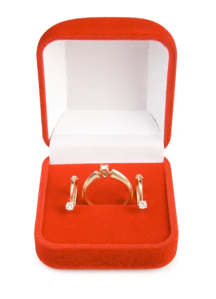 황금 반지와 귀걸이 — 스톡 사진