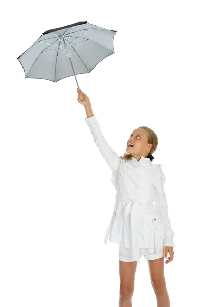 우산 하이 틴 소녀 — 스톡 사진