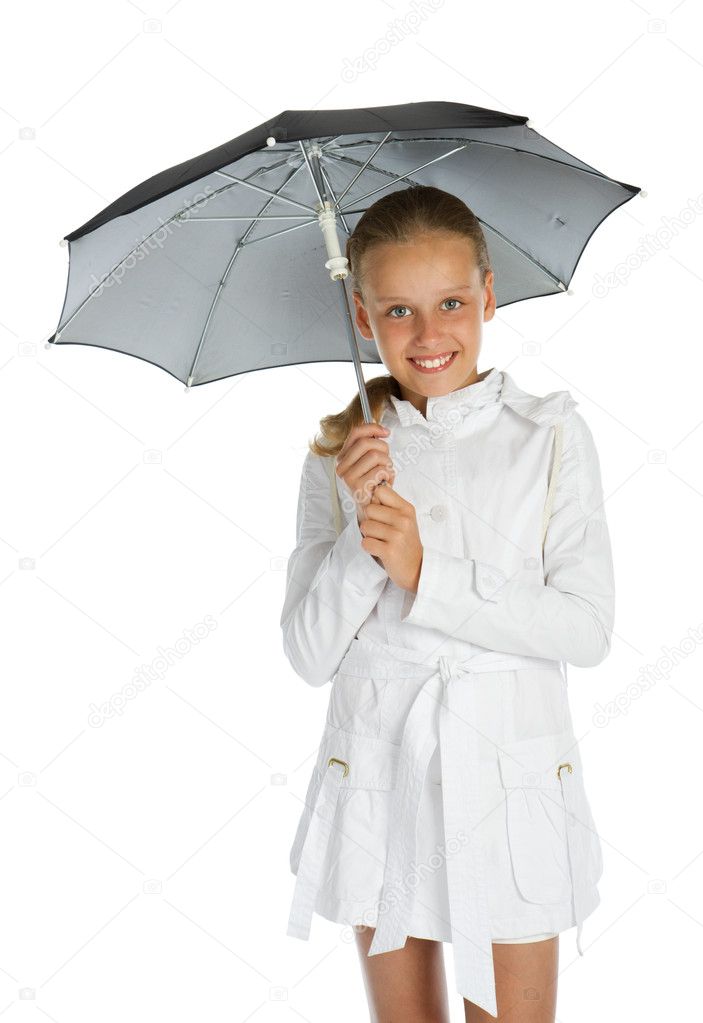 Teen girl with umbrella